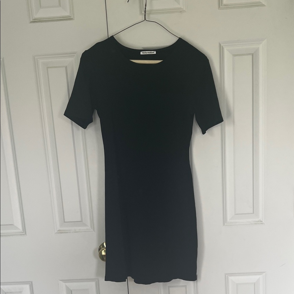 Reformation Black Short Sleeve Mini Dress
